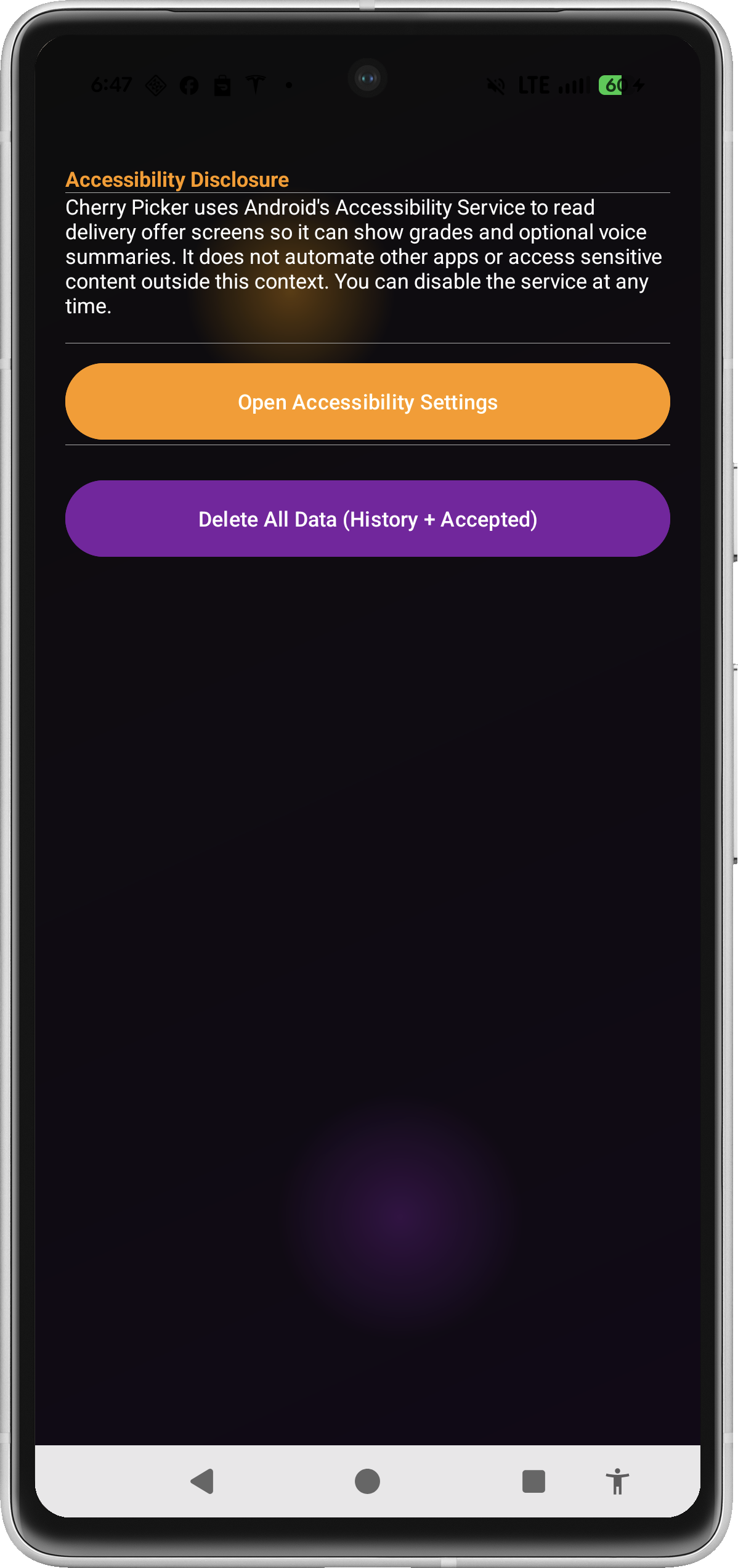 Offers History screen